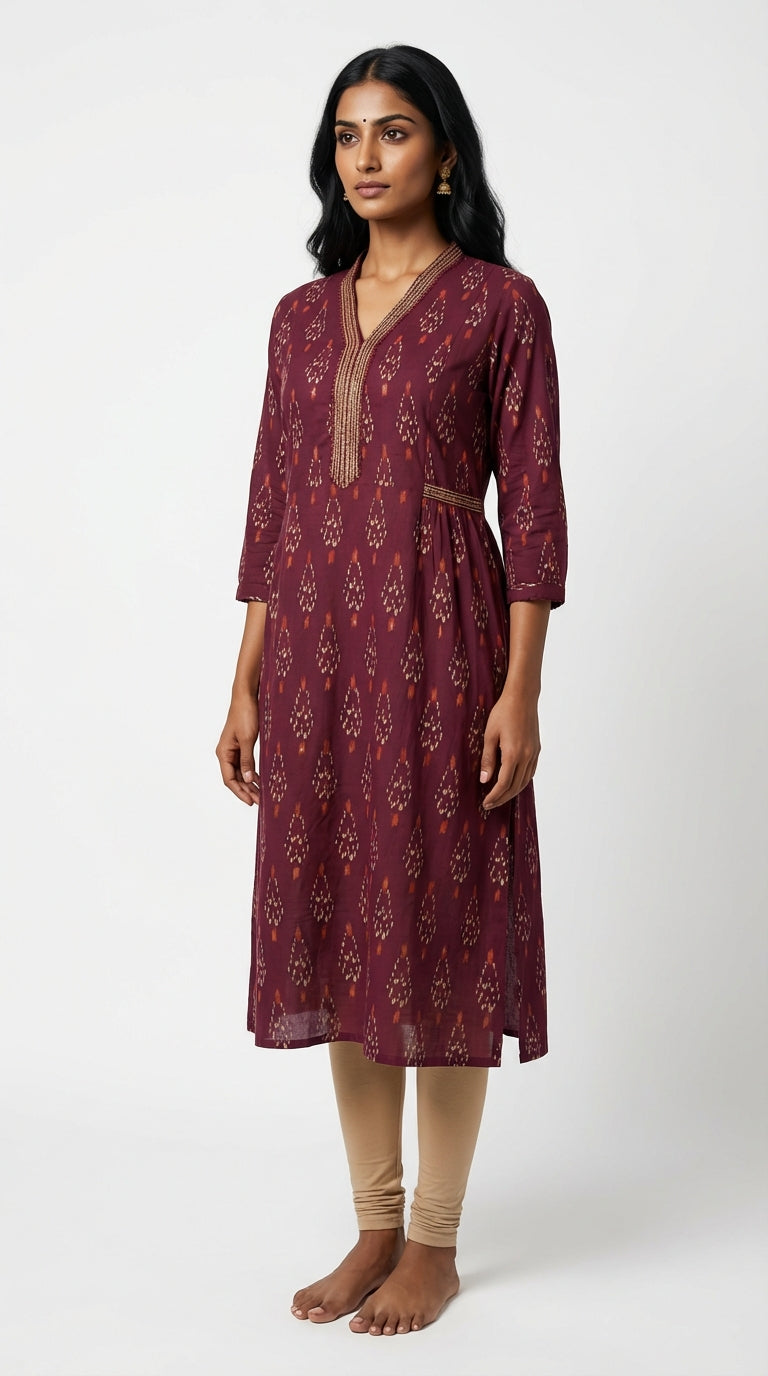 Purple Cotton Straight Kurta-700028
