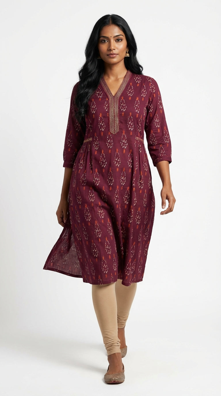 Purple Cotton Straight Kurta-700028