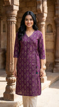 Purple Cotton Straight Kurta-700033