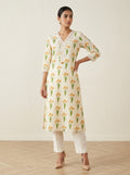 Off White Cotton Straight Kurta-700041