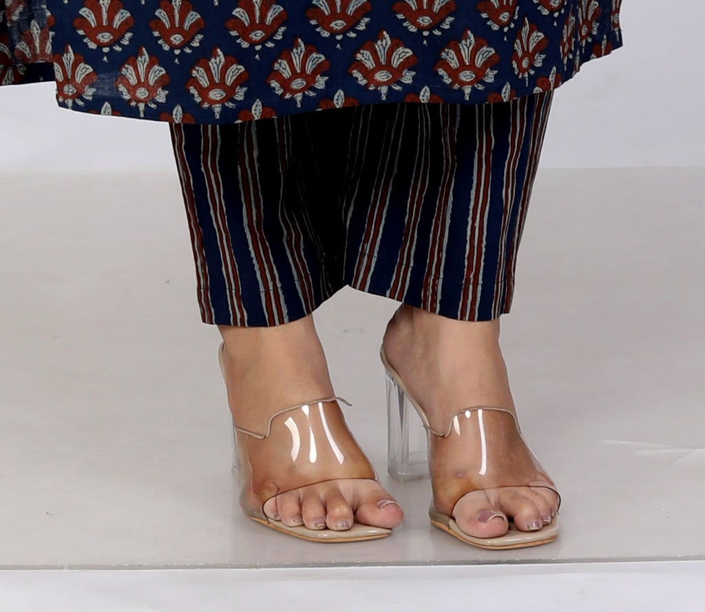 Blue Cotton Kurta Pant Set with Dupatta-800081