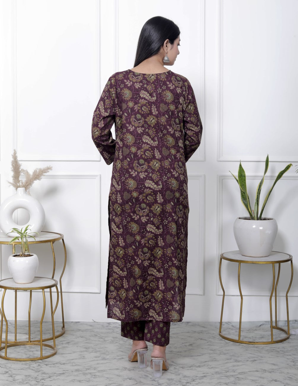 Purple Cotton Kurta Pant Set with Dupatta-800087