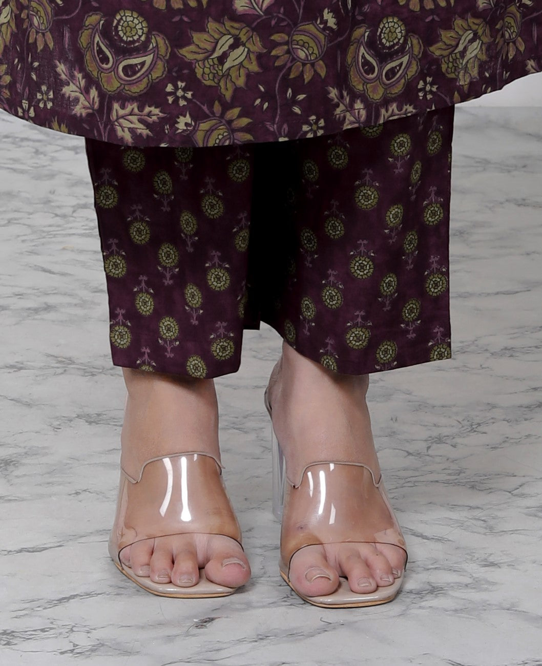 Purple Cotton Kurta Pant Set with Dupatta-800087