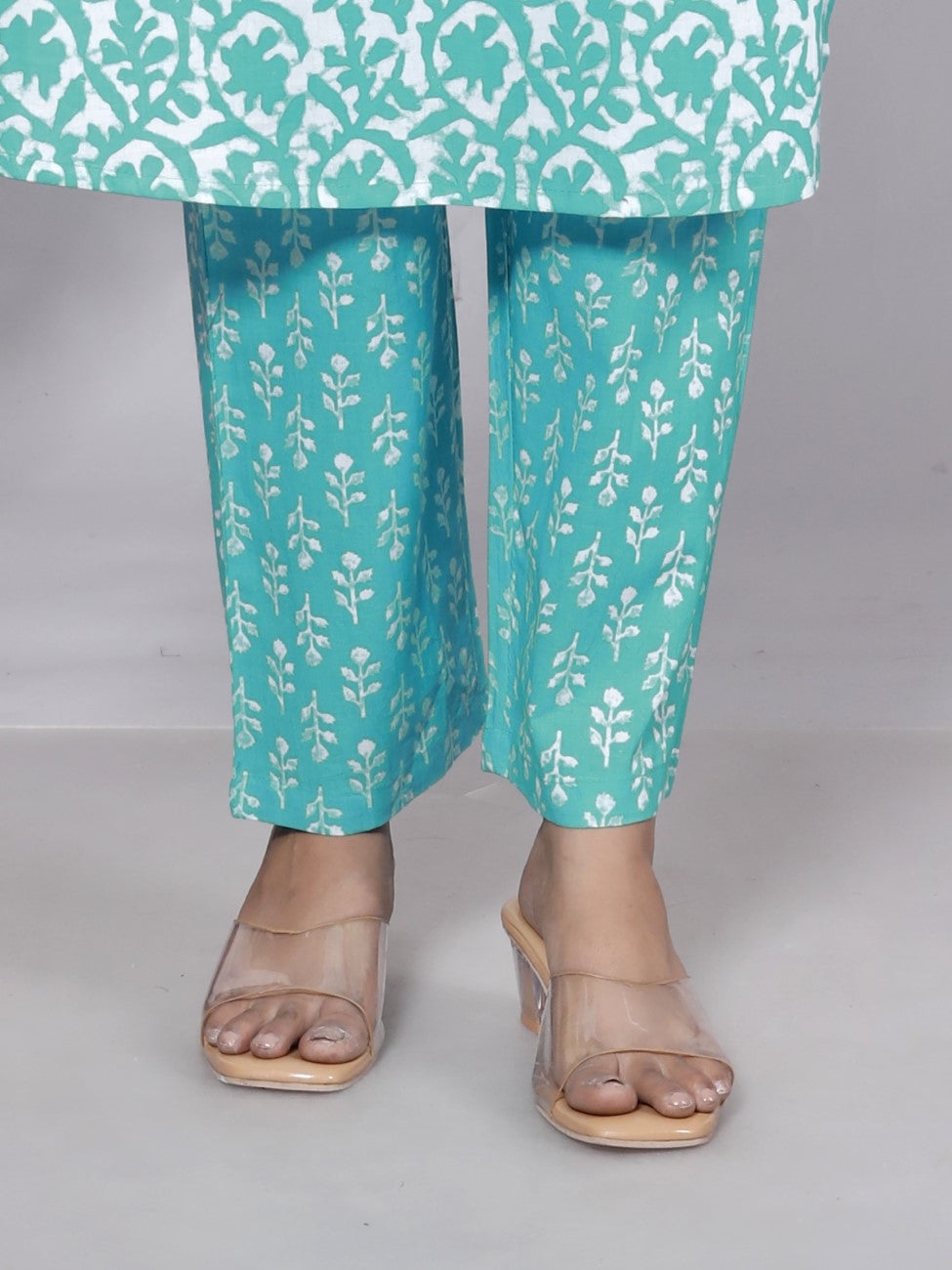 Blue Cotton Kurta Pant Set with Dupatta-800090