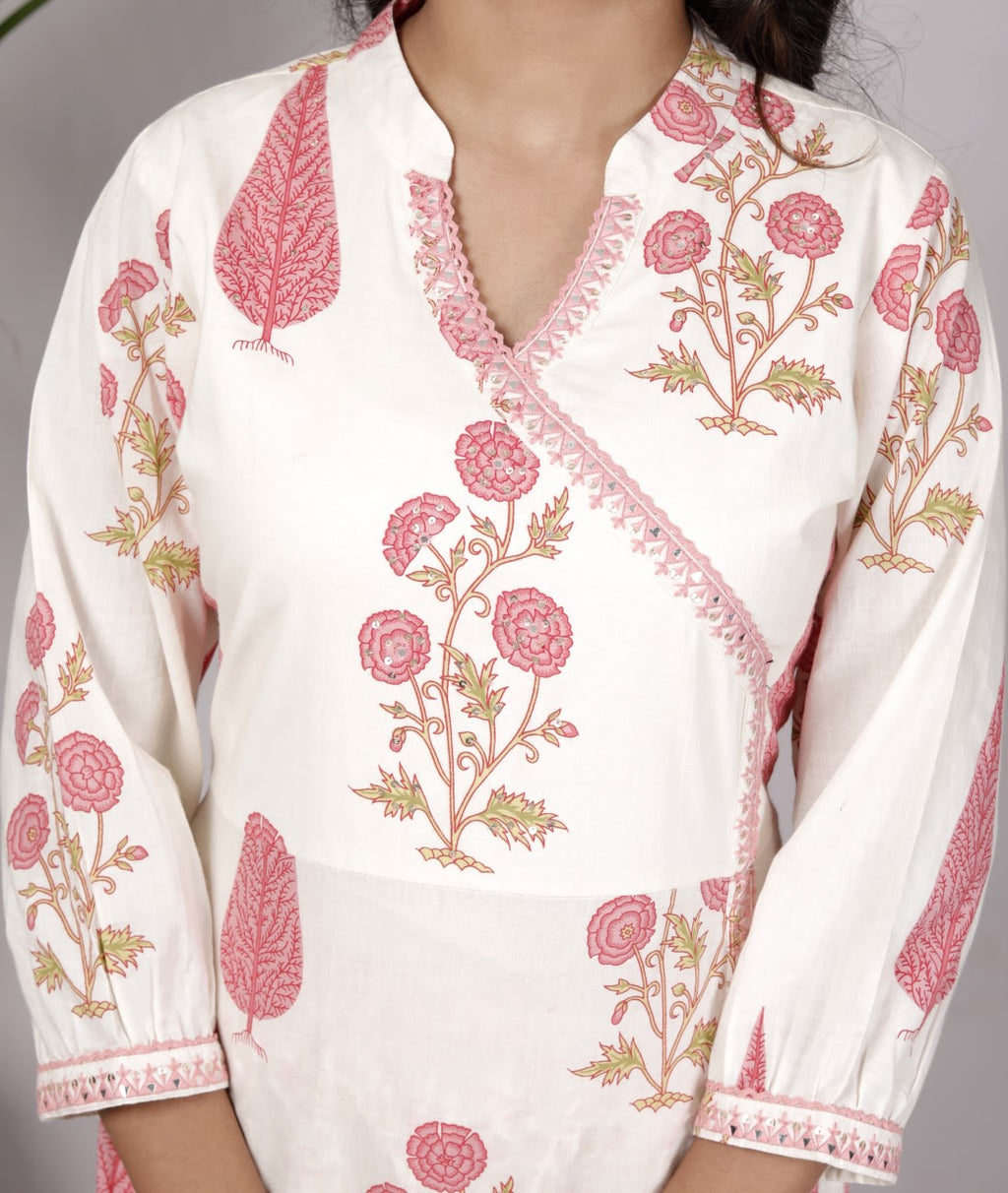 Off White Cotton Kurta Pant Set with Dupatta-800131