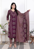 Purple Cotton Kurta Pant Set with Dupatta-800179
