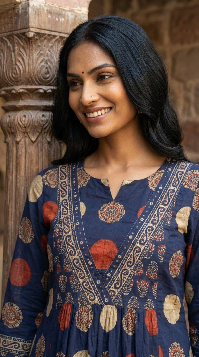 Blue Cotton Kurta Pant Set with Dupatta-800242