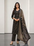 Black Cotton Kurta Pant Set with Dupatta-800252