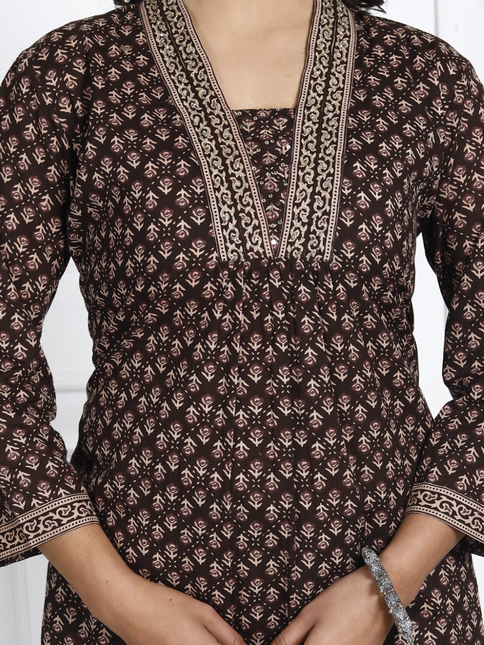 Brown Cotton Kurta Pant Set-900020
