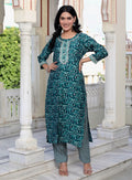 Green Muslin Kurta Pant Set-900051