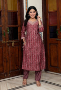 Wine Muslin Kurta Pant Set-900052