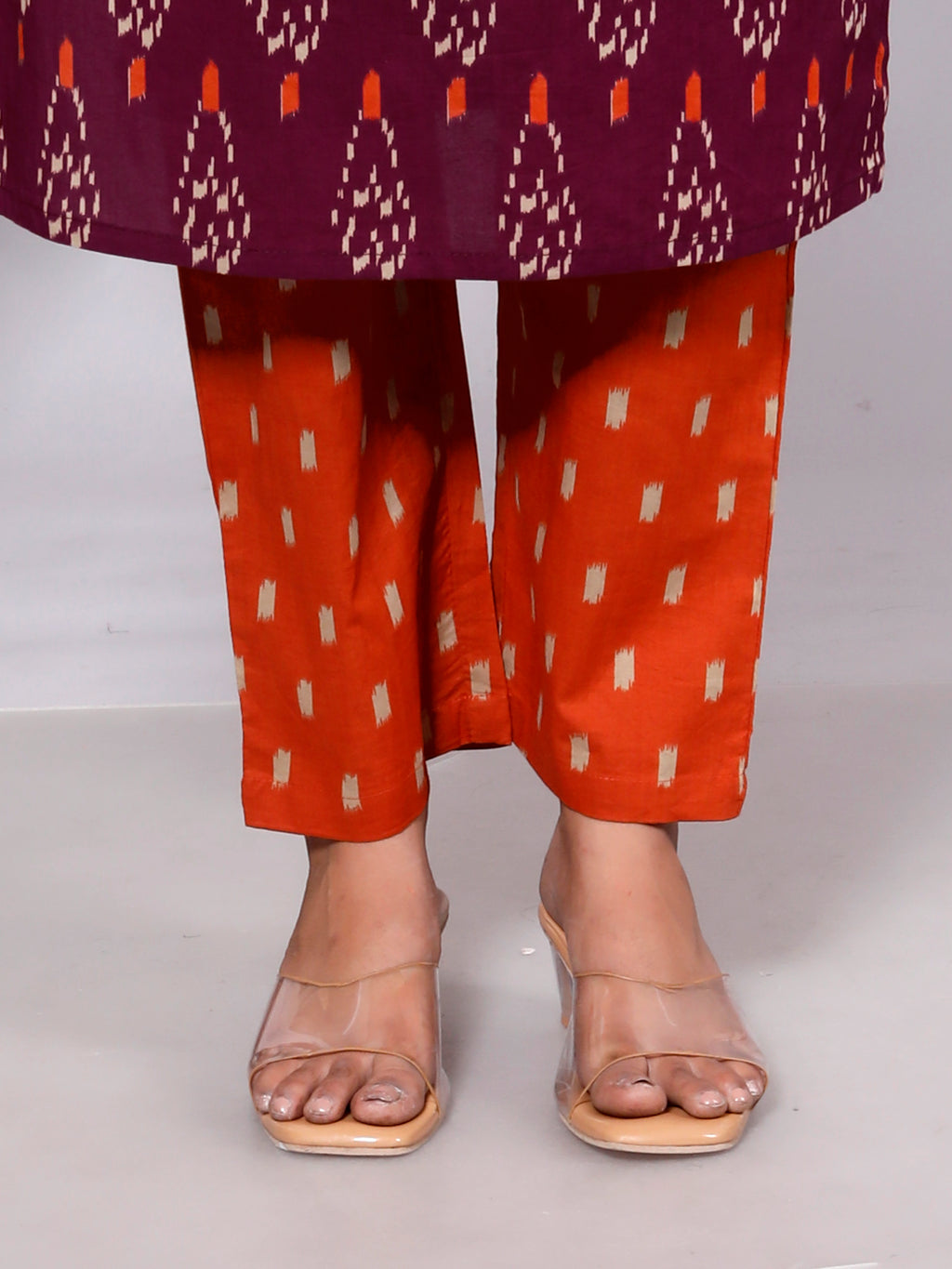 Maroon Cotton Kurta Pant Set with Dupatta-900057