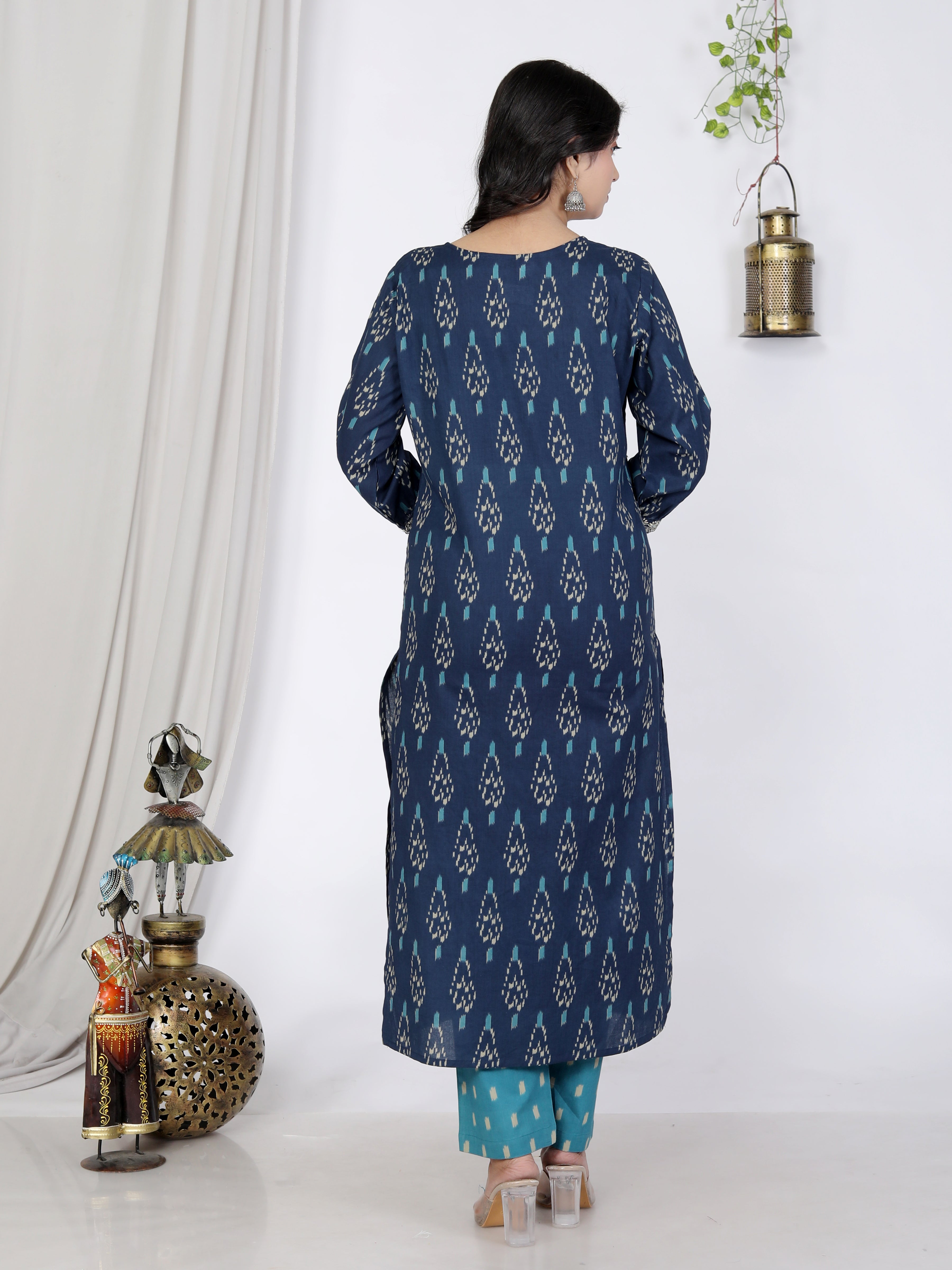 Blue Kurta Pant Set with Dupatta-900057