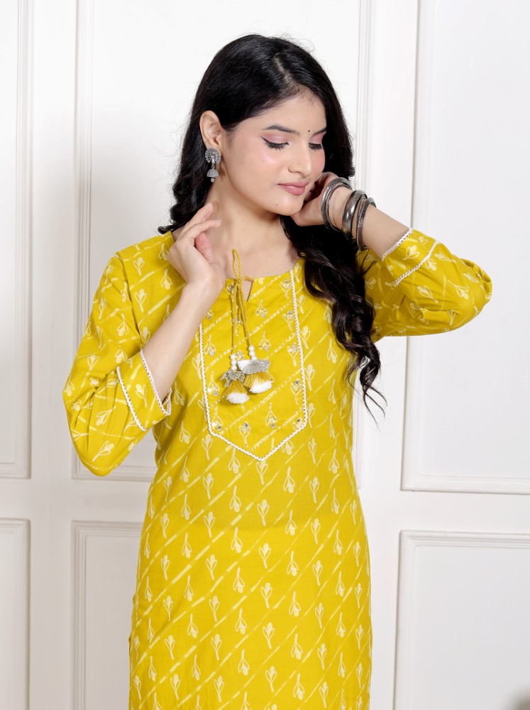 Yellow Cotton Straight Kurta-970023