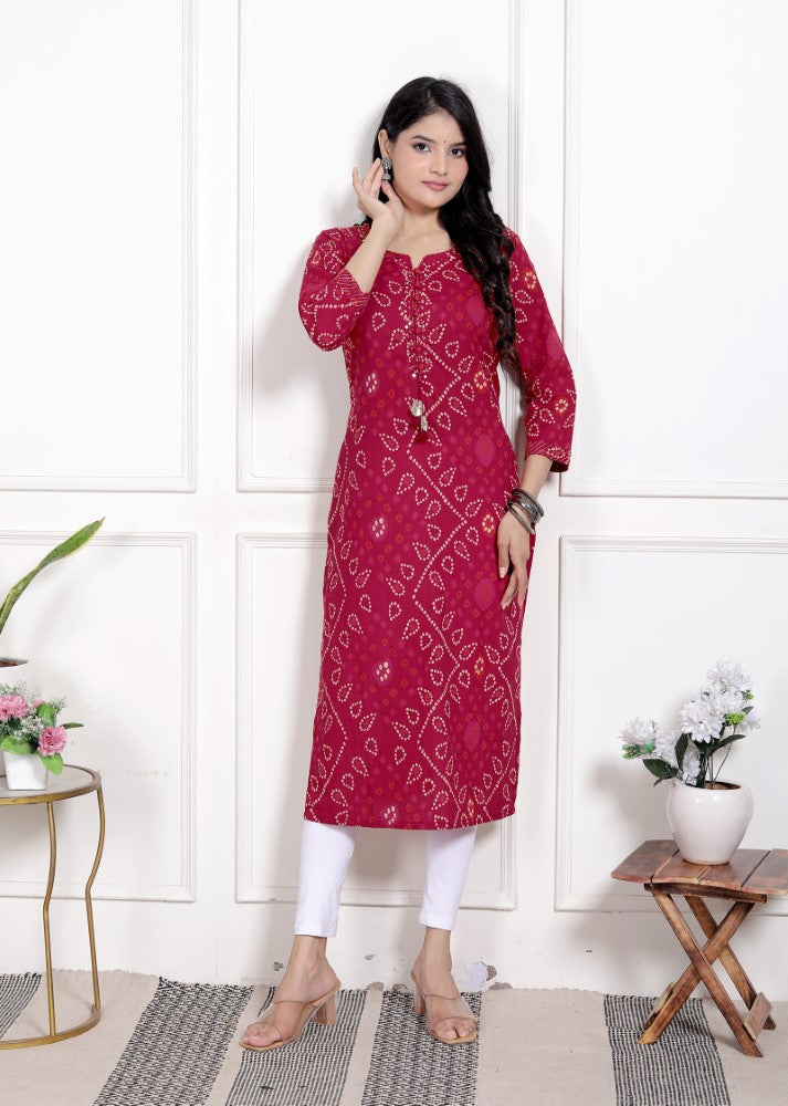 Maroon Cotton Straight Kurta-970024