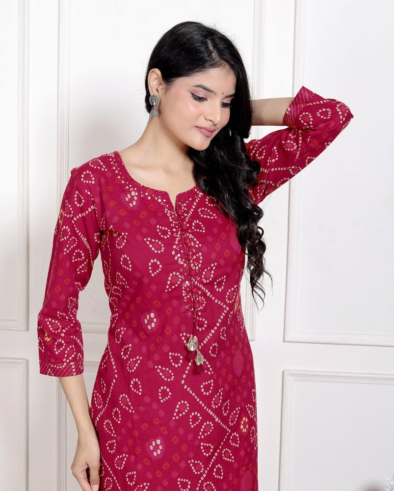Maroon Cotton Straight Kurta-970024