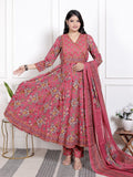 Onion Cotton Anarkali Kurta Pant Set with Dupatta-250113
