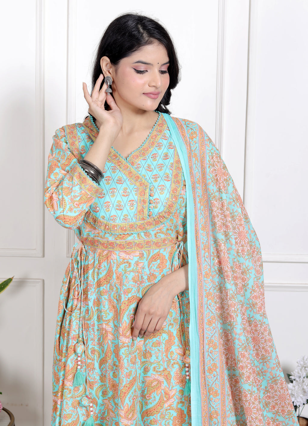 Blue Kurta Pant Set with Dupatta-9800174