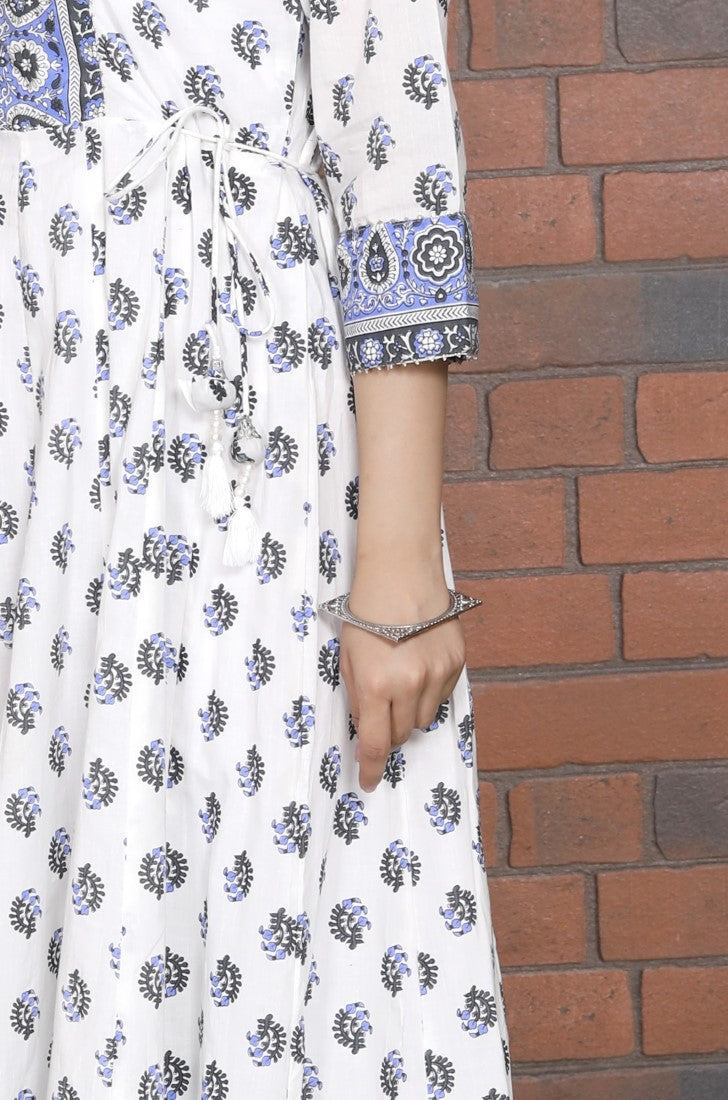 Blue  Flared Long Anarkali Kurta-1011